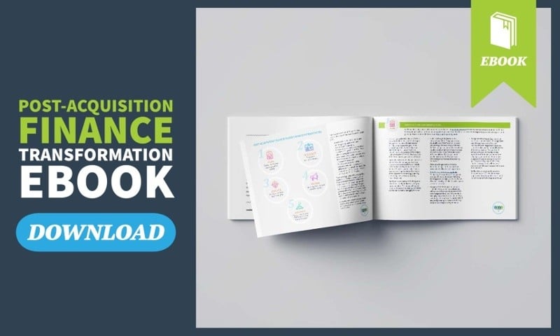 post-acquisition finance transformation ebook mockup call to action