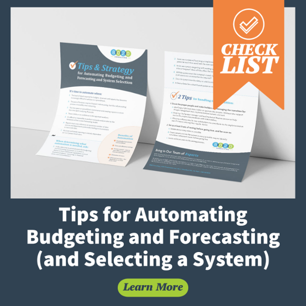 automating budgeting and forecasting checklist